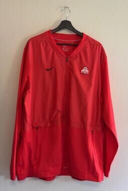 Ohio State Buckeyes Jacket Mens 2XL XXL Red NCAA Football Nike Zip Windbreaker